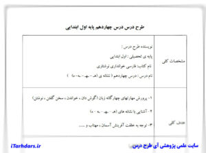 طرح درس ه ، هـ فارسی اول ابتدایی