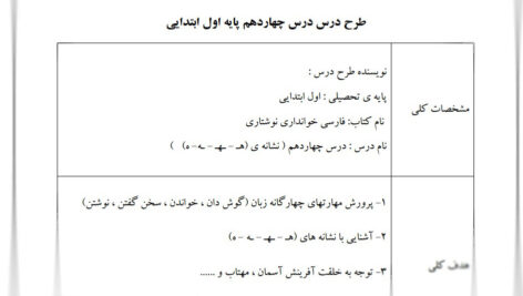 طرح درس ه ، هـ فارسی اول ابتدایی