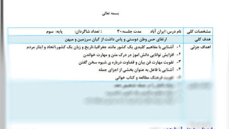 طرح درس ایران آباد فارسی سوم ابتدایی