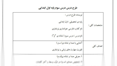 طرح درس نشانه میم فارسی اول ابتدایی
