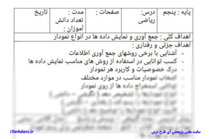 طرح درس احتمال | میانگین | جمع آوری و نمایش داده روی نمودار ریاضی پنجم ابتدایی