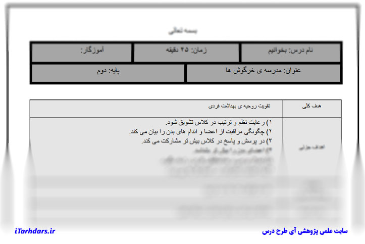 طرح درس مدرسه خرگوش ها فارسی دوم ابتدایی