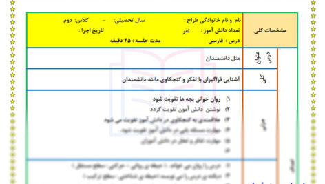 طرح درس مثل دانشمندان فارسی پایه دوم