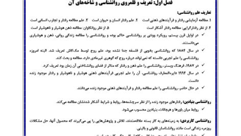 جزوه مباحث اساسی در روانشناسی 1 PDF
